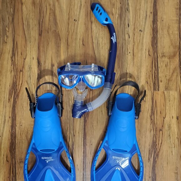 Speedo Snorkel Set Mask, Snorkel, & Fin Set Junior L/XL Dive Water Swimming - Picture 8 of 13